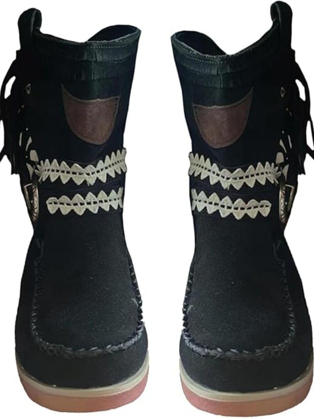 Women's Fringe Cowboy Boots Hidden Wedge Heel Ankle Layer Tassel BOOTS